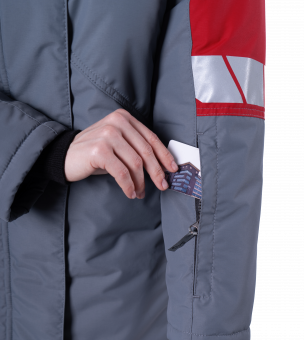 iForm™ Куртка ХАЙ-ТЕК SAFETY зимняя женская серо-чёрно-красная